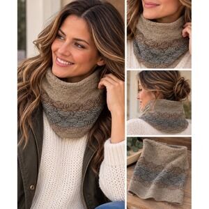Shupaca Alpaca Wool Knit Infinity Scarf Neck Warmer Cowl Scallop Wave Scarf